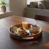 AJ Exports Premium Solid Acacia Wood Round Tray with Raised Security Edges Handcrafted