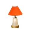 Devansh Conical Orange Cotton Shade Lamp With Wood & Mosaic Glass Base For Decoration/Office/Home/Gifting/Study For Decoration/Office/Home/Gifting/Study -(10X10X14.5) Inches -A