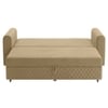Baruna 3 Seater Velvet Pull Out Sofa Cum Bed with Storage In Beige Color