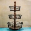 Ireka Home Farmhouse 3 Tier Storage Basket with Metal Handles