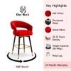 Doe Buck Mixoy Velvet Bar Stool in Emerald Red Colour with Gold Accents