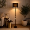 Bear Black Cotton Floor Lamp with Solid Wood