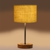 Devansh Yellow Jute Table Lamp With Natural Wood Base & Steel Pipe (7X17 Inches)-17