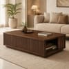 Telford Sheesham Wood Fluted Storage Coffee Table in Walnut Finish