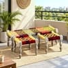 Hamilton Sheesham Wood 3 Seater Maachi Balcony Bench with 2 Stools in Multi Colour and Yellow
