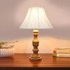 Devansh Off-White Cotton Vintage Cross Pleated Lamp With Wood Base (12X19)