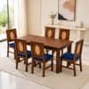 Globally Indian Elodie Solid Sheesham Wood 6 Seater Dining Table Set 6 Chairs Navy Blue