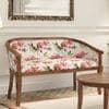 Florence Loveseat 2 Seater In Teak Finish With Caramine Cassia Fabric Colour