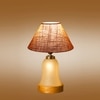 Devansh Conical Beige Jute Shade Lamp With Wood & Mosaic Glass Base For Decoration/Office/Home/Gifting/Study For Decoration/Office/Home/Gifting/Study -(10X10X14.5) Inches -A