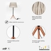 Mizuko Matte Black And Copper Table Lamp With Natural Linen Shade