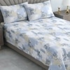White And Blue Floral Cotton 400 Tc  Flat  Single Bed Size Bedsheet With 2 Pillow Covers