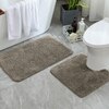 Luxe Home Polyester Newman Contour Bath Mat Set of 2 (Taupe 45x75 cm & 40x45)