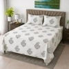 Black And White Floral 330 Tc  Cotton Flat  Queen Size Bedsheet With 2 Pillow Cover