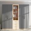 Tometrove Wardrobe Cum Bookcase Grey And Beige Teak