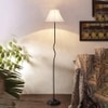 Quinlynn Off-White Cotton shade with Iron floor lamp