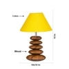 Devansh Yellow Cotton Table Lamp With Wood  Pebble Lamp  (10X10X15) Inches