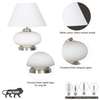 MALOTO Frosted White Glass and Chrome Finish Metal Table Lamp With White Cotton Shade