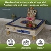 D'Dass White Mdf and Sheesham Wooden Pooja Chowki With Drawer