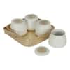 Basket With Jar Set Of 4 In Gold And White Colour