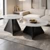 Luxury Marble Nesting Coffee Table Set with Matte Black Stainless Steel Base