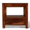 Kassel Sheesham Wood Contemporary Bedside Table End Table In Natural Teak Finish