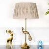 Torre Brass Finish Aluminium Table Lamp With Natural Linen Shade