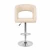 Doe Buck Adjustable Upholstered Bar Stool in Beige Colour with Chrome Base