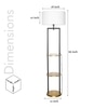 Gallow Metal Multiutility Shelf Floor Lamp With White Cotton Shade