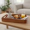 AJ Exports Premium Solid Acacia Wood Rectangular Tray with Raised Security Edges Handcrafted