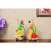 Desert Art Metal Handpainted Dandiya Couple Showpiece Set of 2 in Yellow Colour