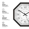 Octagon Wooden Wall Clock with Contemporary Numeric Dial