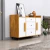 Hexa Red Multipurpose Storage Cabinet With 3 Drawer 2 Door in Giant Wood And Frosty White Colour