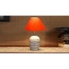Orange cotton with White Brushed Wood Table Lamp