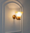 Sutton Single Light Wall Fitting In Brass And Black  Finish Metal With White Glass