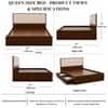 AIAN Baldwin Queen Size Storage Bed with Drawers in Walnut Colour