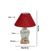 Devansh Conical Maroon Jute Shade Lamp With Wood & Mosaic Glass Base For Decoration/Office/Home/Gifting/Study For Decoration/Office/Home/Gifting/Study -(10X10X14.5) Inches -A