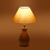 Devansh Off White Cotton Table Lamp With  Wood Natural Base (10X12.5 Inches)-25