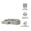 Sophisticated Wood Right Aligned 2-Seater With Upholstery Non Storage Sofa In Grey Colour
