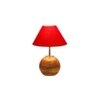 Red cotton with Natural Wood Table Lamp