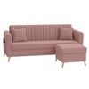 Daraco Velvet L shape 4 Seater Sofa in Peach Color