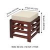Houston Sheesham Wood   Square Stool in HONEY FINISH   Jute White Cushion
