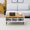 Hexa Engineered Wood Coffee Table With Storage And Open Rack In Frosty White And Giant Wood