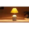 Yellow cotton with White Brushed Wood Table Lamp