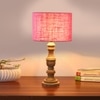 Devansh Pink Jute Table Lamp With Wood Natural Base (7X17.5 Inches)-11