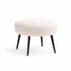 Doe Buck Luna Boucle Round Ottoman Stool in White Colour with Black Metal Legs