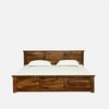 Zvya Solid Wood King  Size Bed With Box Storage (Provincial Teak Finish)