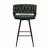 Doe Buck Presley Braided Faux Leather Bar Stool in Green Colour