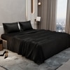 Stoa Paris King Size Black Bedsheet with 2 Pillow Covers Black Midnight Black