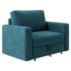 Alfon 1 Seater Velvet Pull Out Sofa Cum Bed with Storage In T Blue