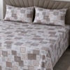 Orin White & Chocolate Floral 400 TC Cotton Flat Queen Size Bedsheet with 2 Pillow Covers – Threads